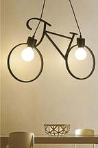 Bicycle Chandelier Black Metal Pendant Lamp Wrought Iron Retro Rustic Office Caf - $38.00