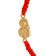 Kabbalah Red String Bracelet 14k Solid Gold Virgin Mary Cradling Baby Jesus Luck - £108.01 GBP