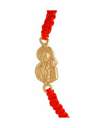 Kabbalah Red String Bracelet 14k Solid Gold Virgin Mary Cradling Baby Je... - £106.02 GBP
