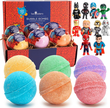 Superhero Bath Bombs for Kids with Surprise Toy Inside, 6 Pack Bubble Bomb Fizzi - £39.93 GBP