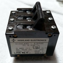 Highland Electronics Airpax UPL HE 8049 15 amps 250 Volts Hydraulic Magn... - $39.99