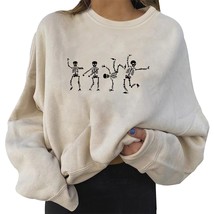Full Zip Fleece Womens Daily Print Sweatshirt Long Pullover Letter Print O Neck  - £49.42 GBP