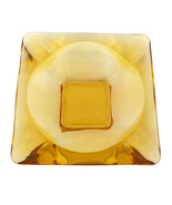 Vintage Square Yellow Amber Ashtray Glass Heavy Mid Century 3.5 X 3.5 inch  - $7.99