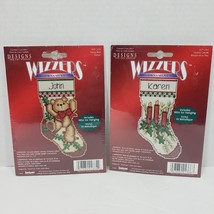 Teddy Bear and Christmas Candles Cross Stitch Kits by Wizzers - 3&quot; x 5&quot; Lot of 2 - £18.67 GBP