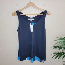 NWT LOFT | Mixed Material Knit Front Striped Back Tank Top, womens size small - £18.98 GBP