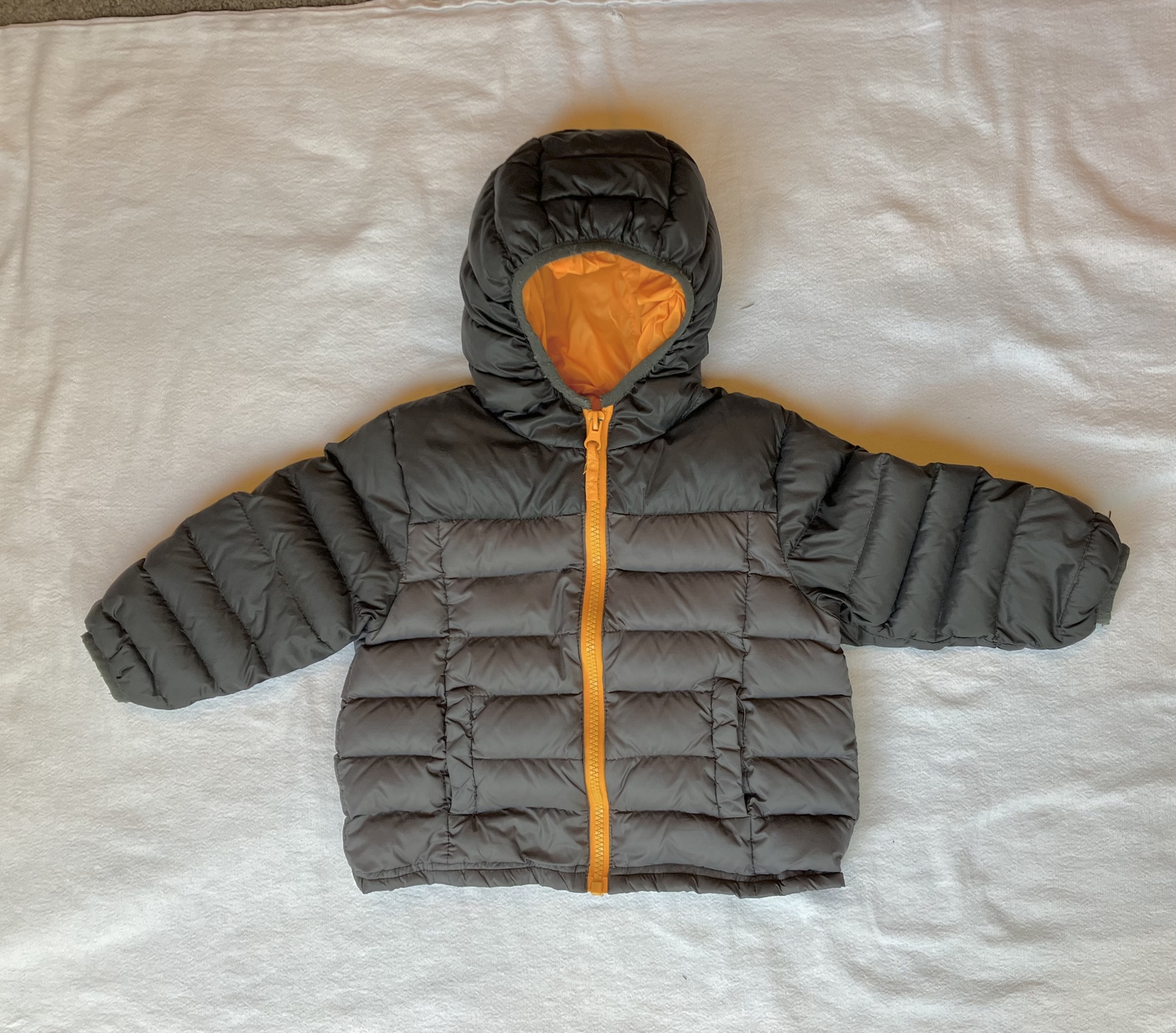BN Tech Sport Down Puffer Jacket with Hood - Gray/Orange (24 months) (VGUC) - $17.00