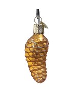 OWC Small PINE CONE Glass OLD WORLD Christmas Ornament Gold Glitter Nature - $20.50 CAD