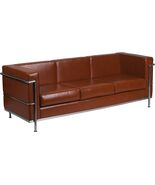 Stainless Exo-Frame Leather-Soft French Swiss 3-Seat Sofa Black White Br... - €1.218,89 EUR+