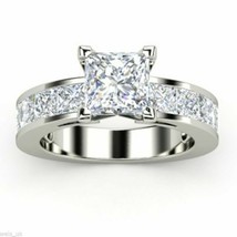 1.99ct Princess Cut Moissanite Solitaire Ladies Engagement Ring Sterling Silver - £130.66 GBP