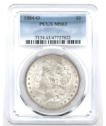 1884-O États-unis Morgan Argent Dollar PCGS MS63 90% Argent Neuf Orleans - $188.88