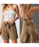 MOTHER The Chute Paperbag Shorts Linen Blend High Rise Olive Green $148 26 - $995.13 MXN