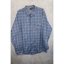 Burnside Mens Button-Up Shirt Tweed Blue White Windowpane Long Sleeve Po... - £7.43 GBP
