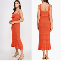 KOKO + MASON Popover Ruffle Pointelle Sweater Dress, Size Small, Orange,... - $89.00