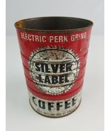 Vintage Silver Label tin coffee can 1 lb. Red &amp; Silver no lid Atlanta GA - £15.57 GBP