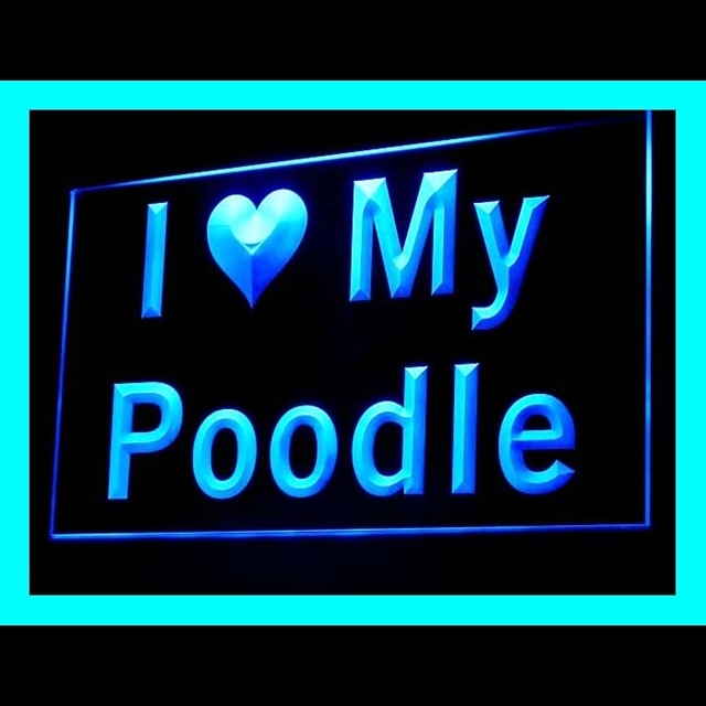 210119B I Love My Poodle Awareness Growling Illustration Adorable LED Light Sign - $21.99