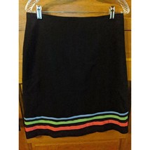 Catos Size 10 Black Skirt Striped Aline Blue Green Pink Modest Womens - £13.31 GBP