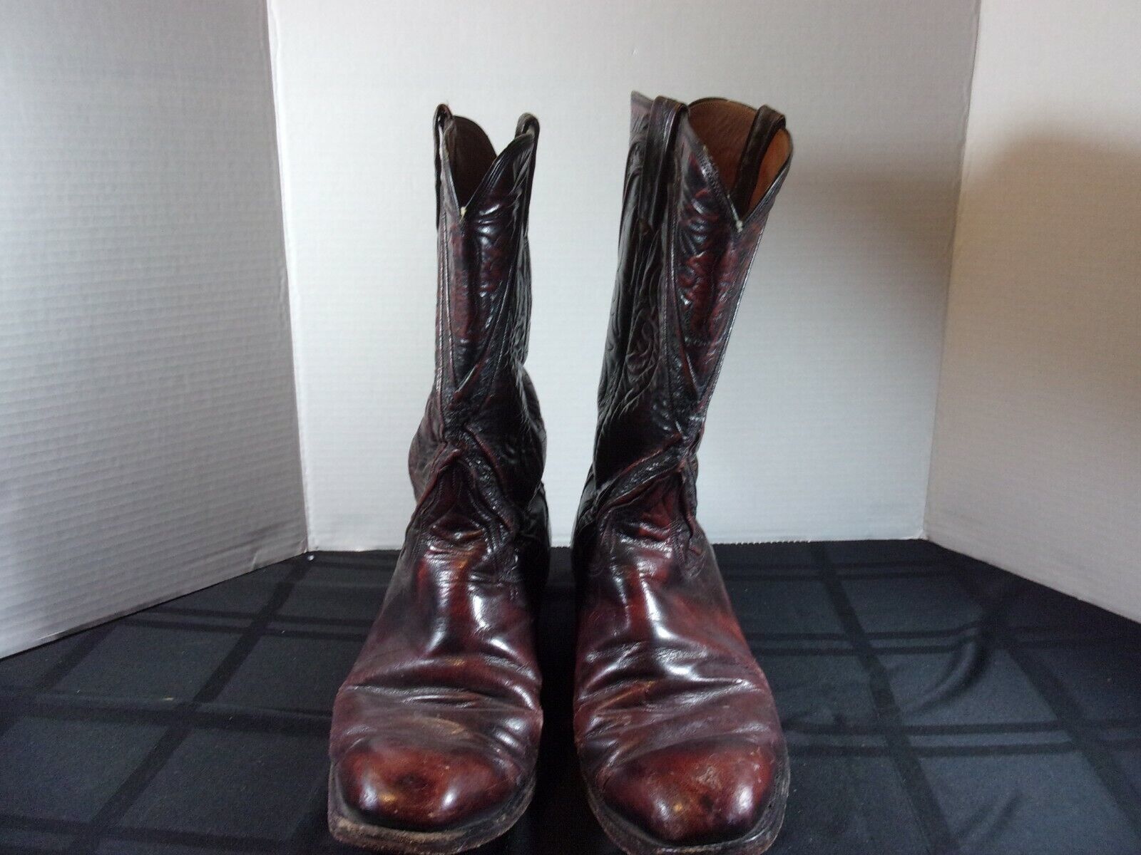 BROWN LEATHER WESTERN EMBROIDERY BOOTS SIZE 10E RL 35 - $34.36