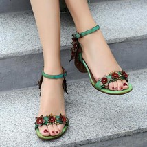 Johnature Retro Sandals Buckle Strap Genuine Leather Women Shoes 2021 New Summer - £81.51 GBP