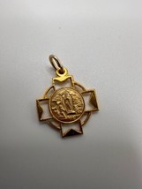 Vintage Gold Lourdes Cross Religious Medal 2.2cm - $16.56 CAD