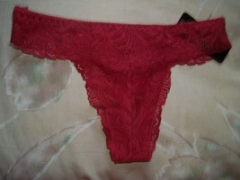 womens thong rene&#39; rofe&#39; size small nwt red and lacey - $12.00