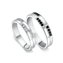 Personalized Engraved zircon promise ring pair set for two - £42.21 GBP