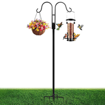 92 Inch Double Shepherds Hooks for Outdoor, Heavy Duty Bird Feeder Pole with 5 B - $48.88