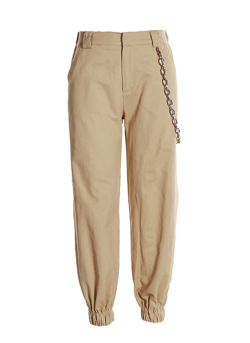 Women's Celeb Style Emily High Waisted Relaxed-fit Chain Pants in Tan 12 AUS  Item image 6