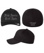 Trump Hat Dark Gothic MAGA Embroidered Hat with Flag &amp; Trump 2025 Black/... - $29.99