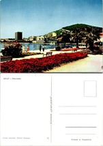 Croatia Dalmatia Split Adriatic Sea Red Peach Flowers Palm Trees VTG Postcard - £7.36 GBP