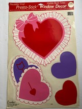 Vintage Presto-Stick Static Window Decoration Hearts Valentine&#39;s Day -Lot of 2 - £4.50 GBP