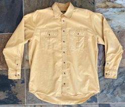 Cabelas Shirt Mens L Tall Yellow Chamois Cloth Flannel Overshirt Heavywe... - $9.49