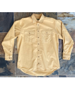 Cabelas Shirt Mens L Tall Yellow Chamois Cloth Flannel Overshirt Heavywe... - $9.49