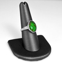 Sterling Silver CZ Band Green Copper Turquoise Cabochon Gemstone Ring - £49.63 GBP