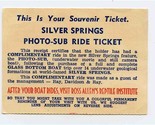 Silver Springs Photo Ride Souvenir Ticket &amp; Photo Settings Information F... - $17.82