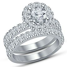 10K White Gold Finish 925 Silver Round Diamond 2.00CT Bridal Engagement Ring - £76.40 GBP