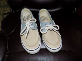 Sperry Top-Sider Brown Blue Canvas Sneakers Size 6.5 Women's EUC - $32.40