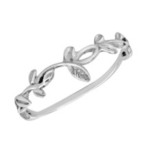Stackable Leafy Swirling Vine of Sterling Silver Ring - 8 - £7.96 GBP