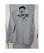 Van Heusen Flex Men’s L Shirt Blue Gray Micro Floral Stretch Button Up O... - $20.00