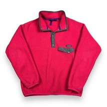 Vtg 90s PATAGONIA Synchilla Snap T Fleece Pullover Jacket Pink Size Large Pocket - £69.69 GBP