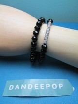 2 Black Faceted Gemstone Crystal Bracelets Jewelry - £22.15 GBP