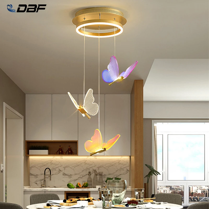 Eative luxury butterfly fashion trendy pendant lamp villa livingroom bedroom decor lamp thumb200