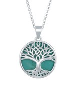 Silver Roots Sterling Silver Green Turquoise with Tree of Life Pendant N... - £83.42 GBP