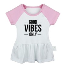 GOOD VIBES ONLY Newborn Baby Girls Dress Toddler Infant 100% Cotton Clothes - £10.54 GBP