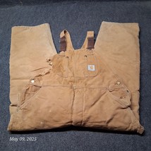 Vintage Carhartt Double Knee Duck Canvas Insulated Bibs Overalls Men Siz... - £44.81 GBP