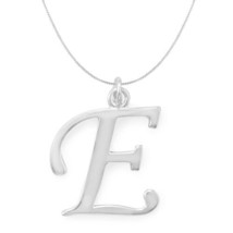 Authentic 925 Sterling Silver Polished Letter E Initial Pendant Necklace 16-20&quot; - £40.23 GBP+