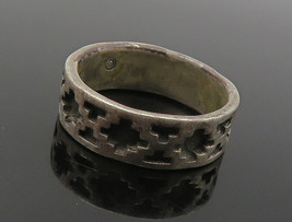 TEME NAVAJO 925 Silver - Vintage Oxidized Pattern Round Band Ring Sz 6 - RG18240 - £51.12 GBP