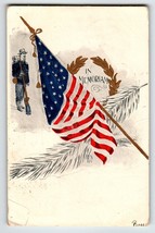 Memorial Decoration Day Postcard In Memoriam US Soldier Of War Flag Wreath 1907 - $17.55