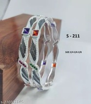 Indian Women Silver Oxidized Bangles/ Bracelet Set Fashion Wedding Jewel... - £24.38 GBP