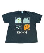 Bobbie Brooks T-shirt XL Black Halloween Boo Ghost Cat Bat Pumpkin Short... - $13.86