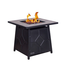 40,000 BTU Steel Propane Gas Fire Pit Table With Steel lid, Weather Cover - £199.48 GBP